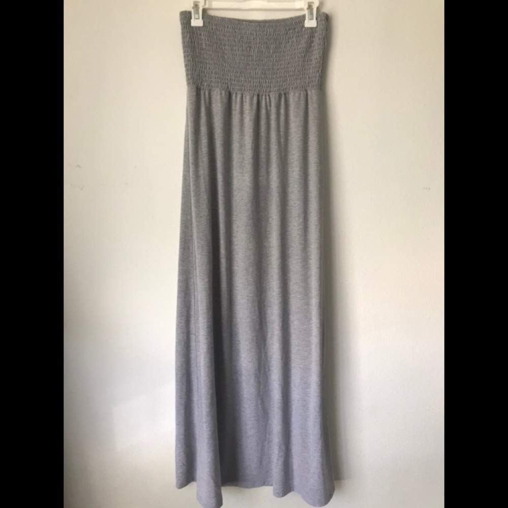 Gray Strapless Maxi Dress